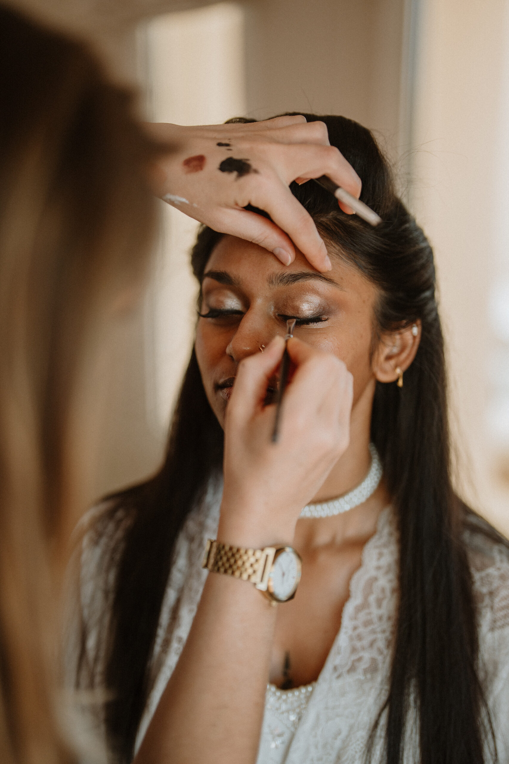 Braut Wimpern Detail Getting Ready, Destination Wedding Andalusien