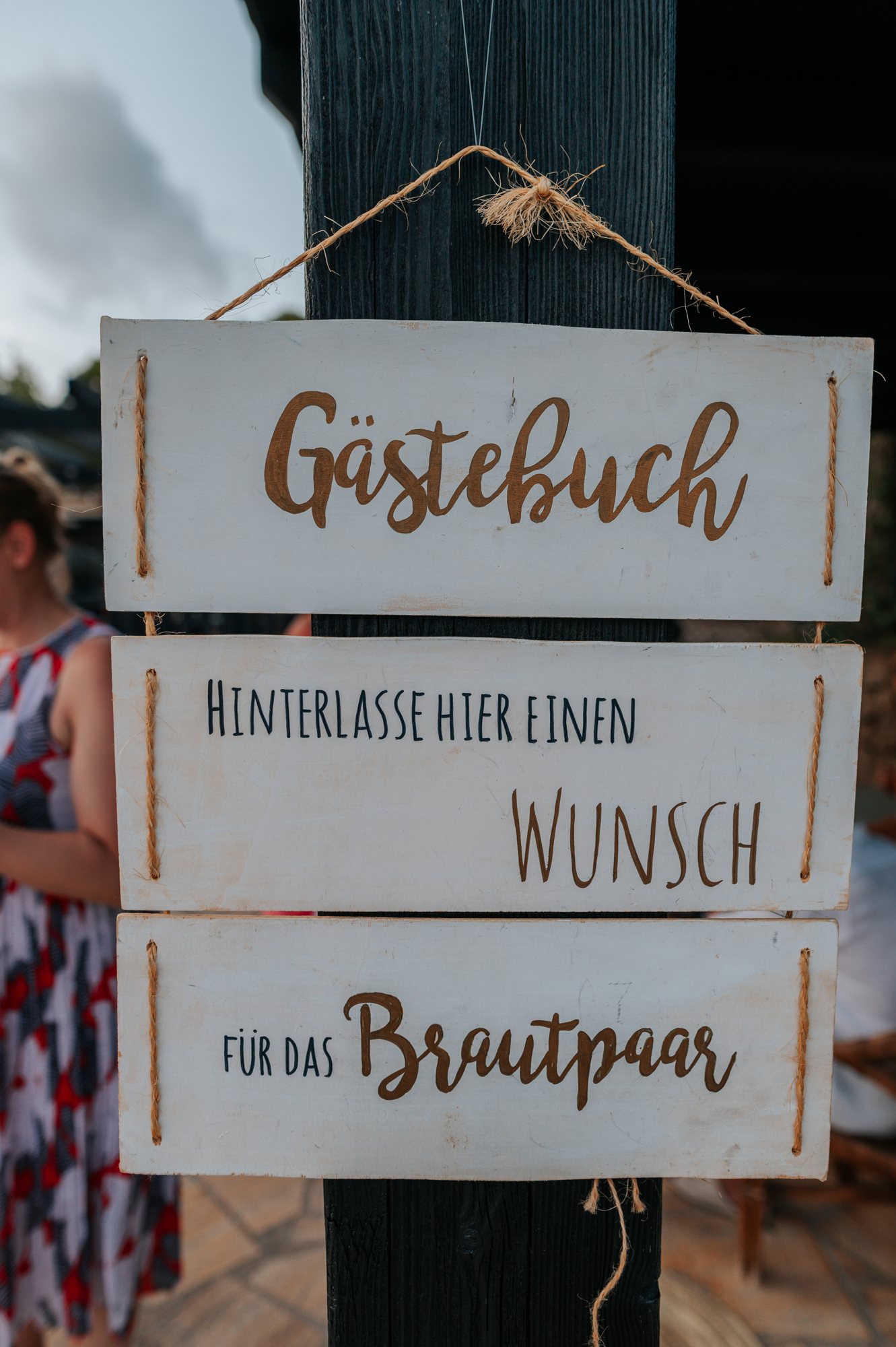 Gästebuch-Schild aus Holz, Boho Hochzeit
