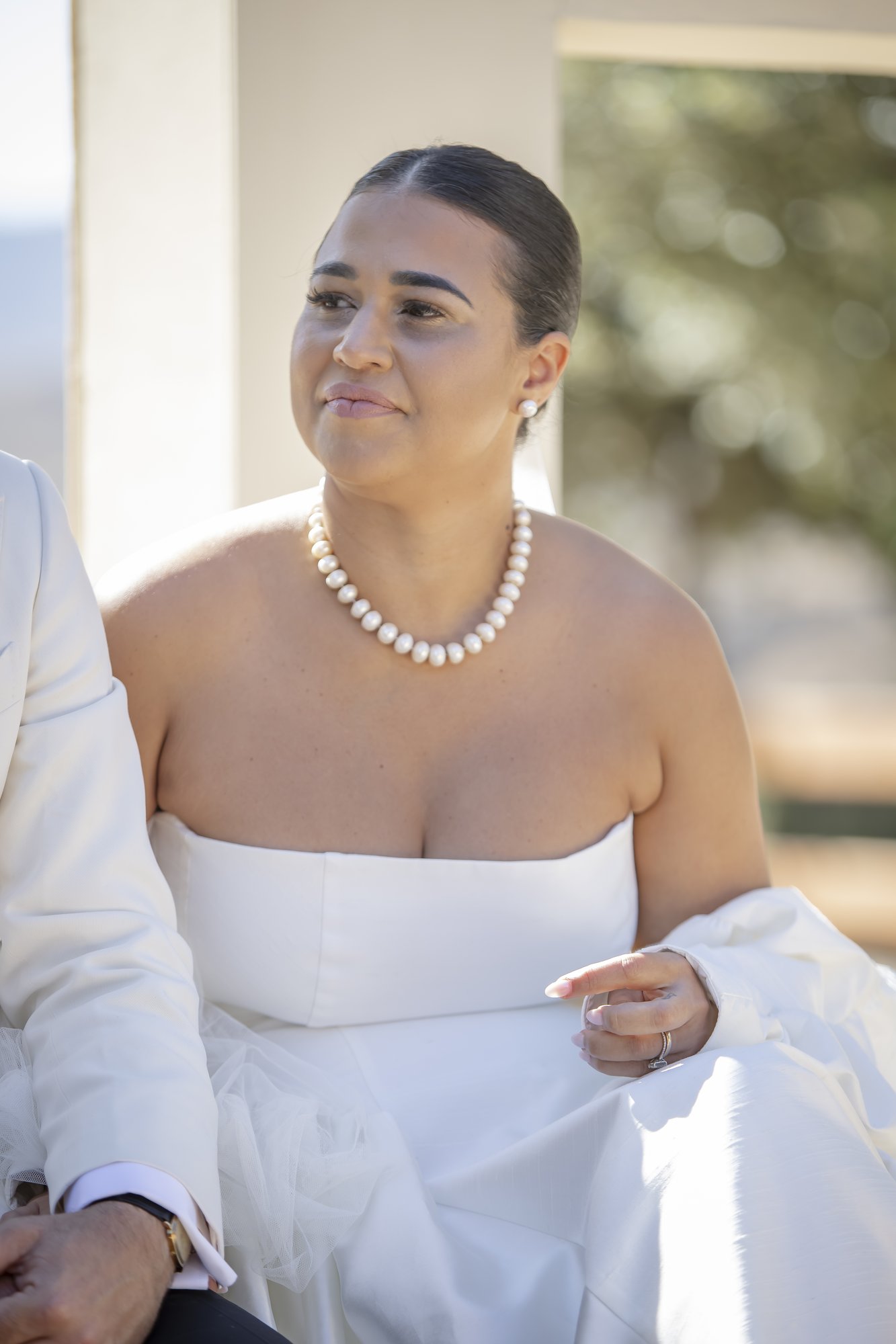 Braut während der Trauung, Hacienda Hochzeit Andalusien